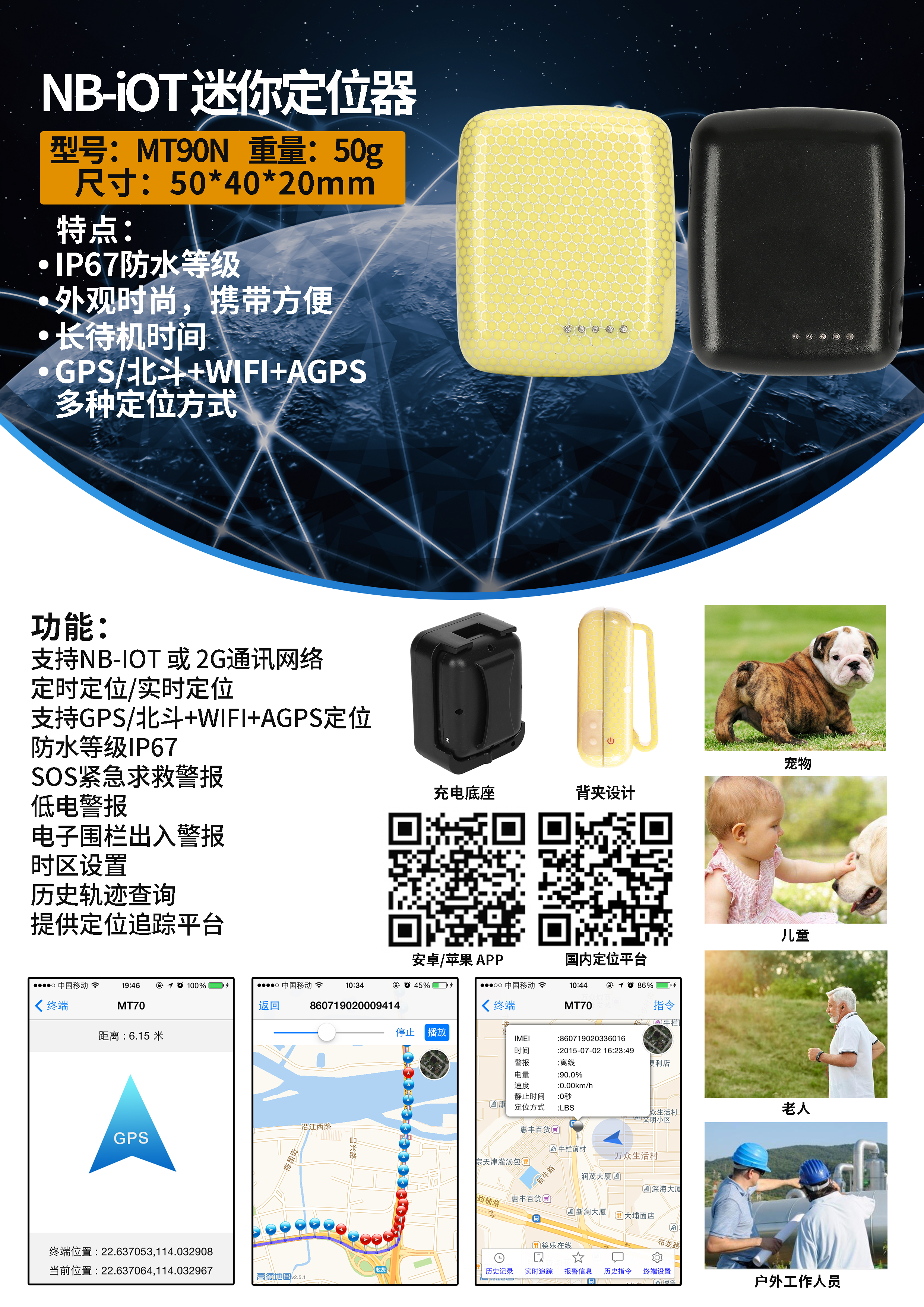 MT90N NB-IoT个人定位器